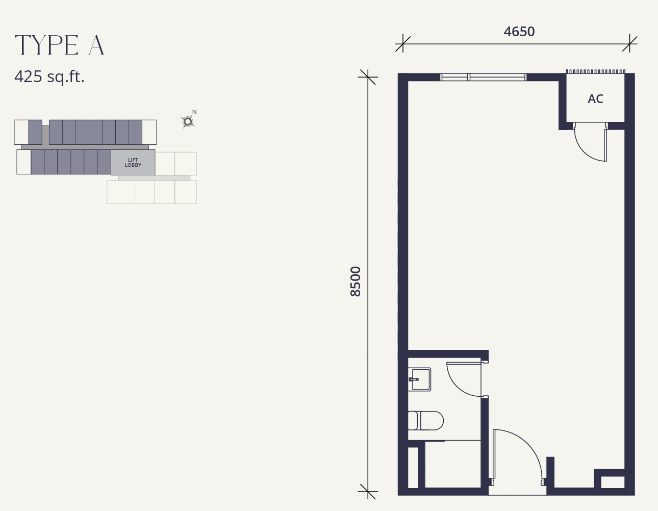 Sutera Suites Type A floor plan 425 sqft